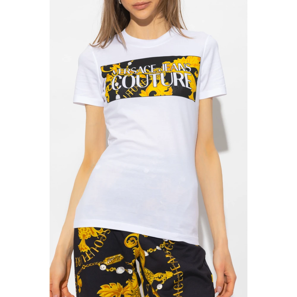 Versace Jeans Couture Bedrukt T-shirt White Dames