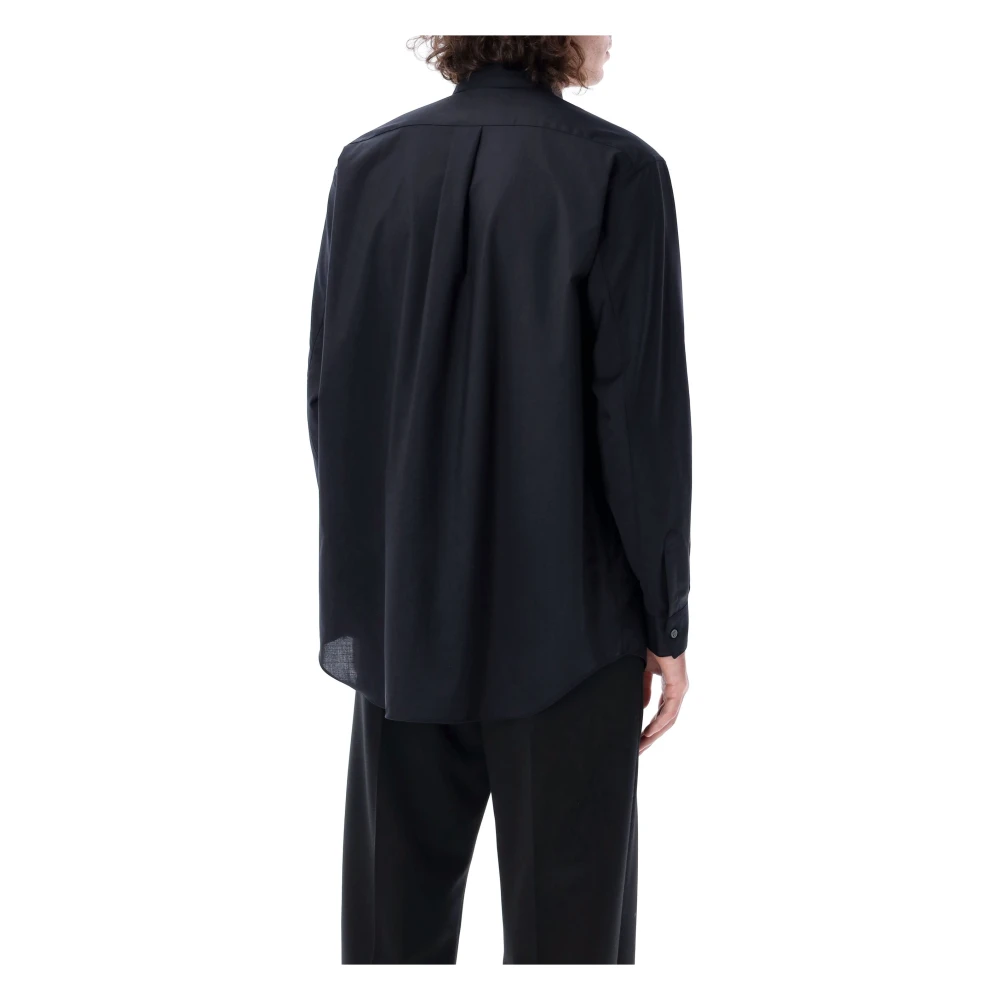 Comme des Garçons Navy Wol Overhemd met Puntkraag Blue Heren
