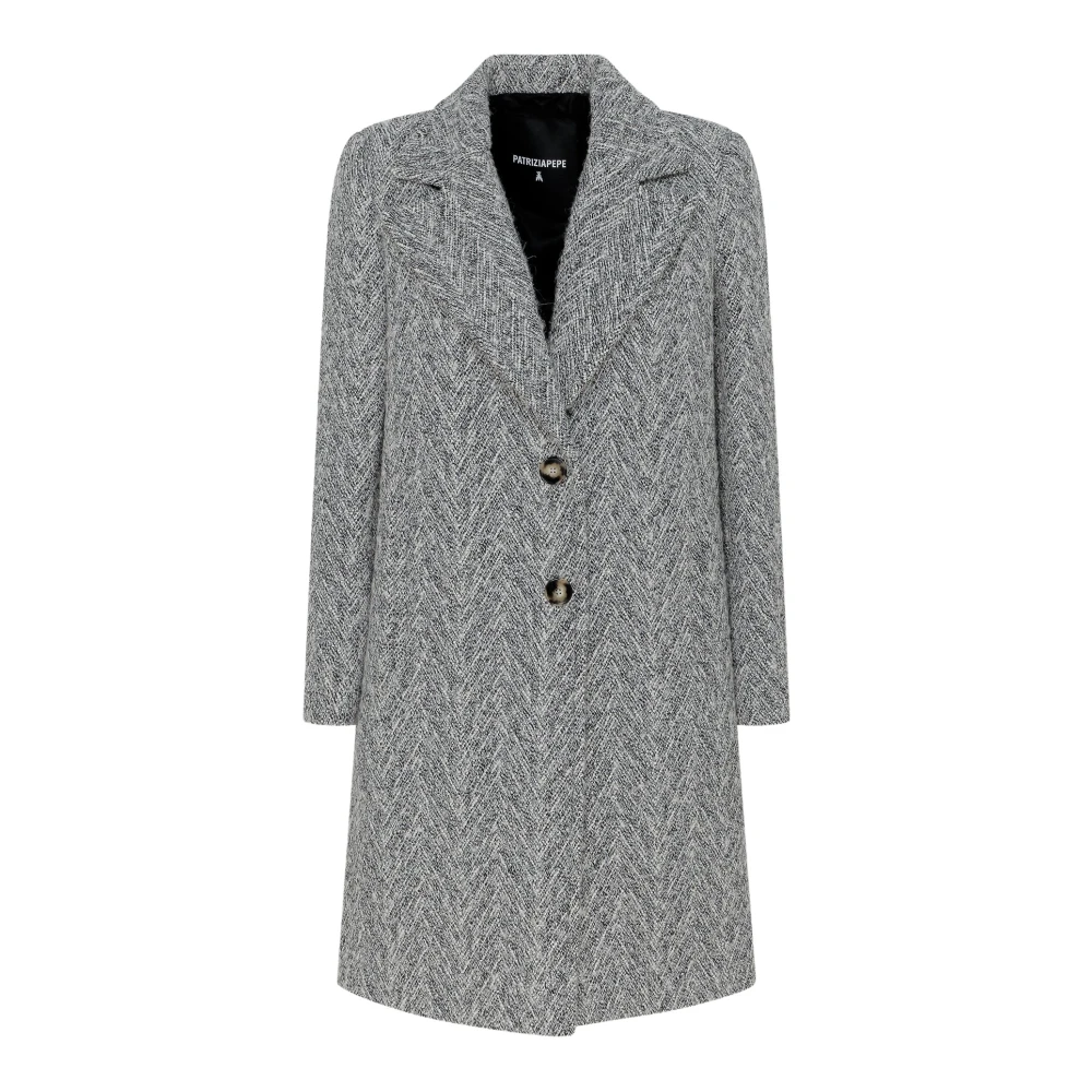 PATRIZIA PEPE Elegante Zwart en Wit Jas Gray Dames