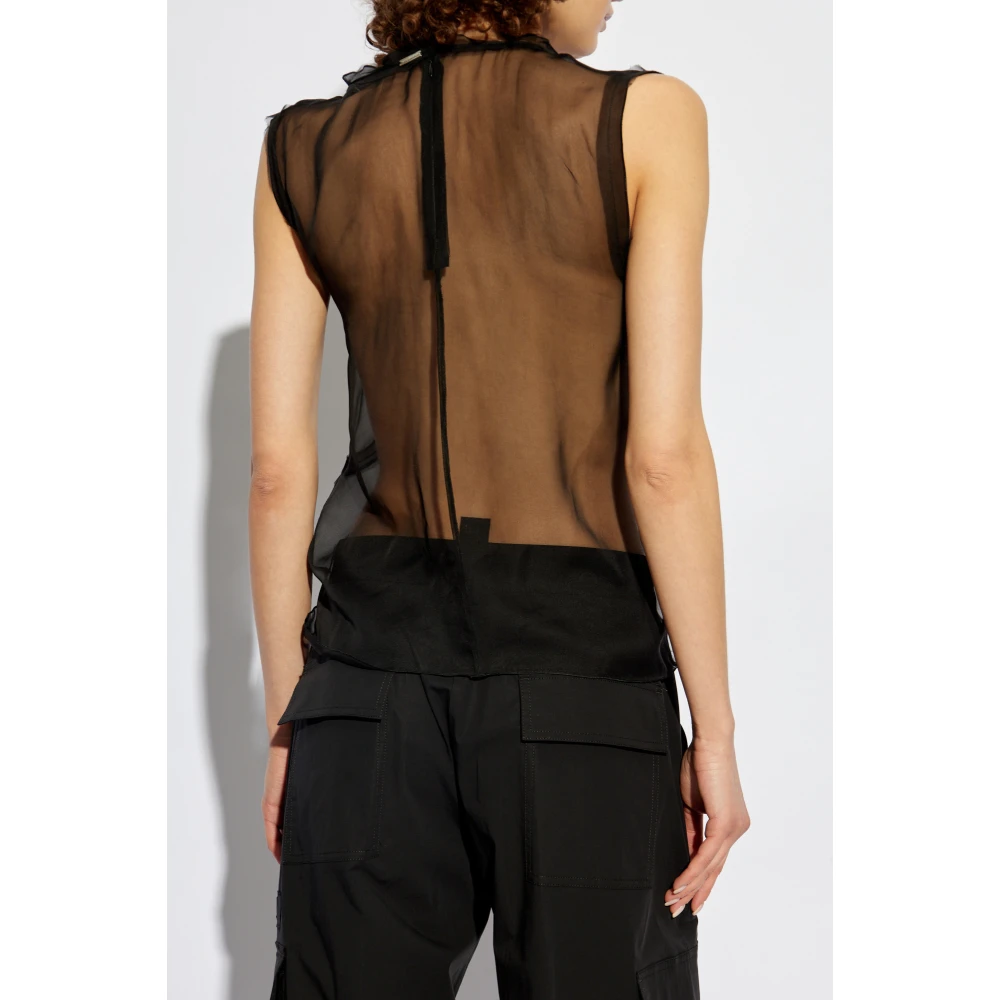 Dsquared2 Mouwloze zijden top Black Dames