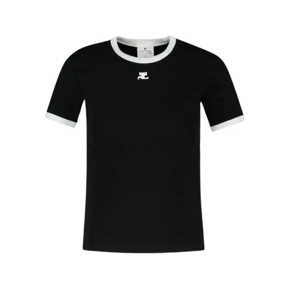 Courrèges Contrast T-shirt Katoen Zwart Black Dames