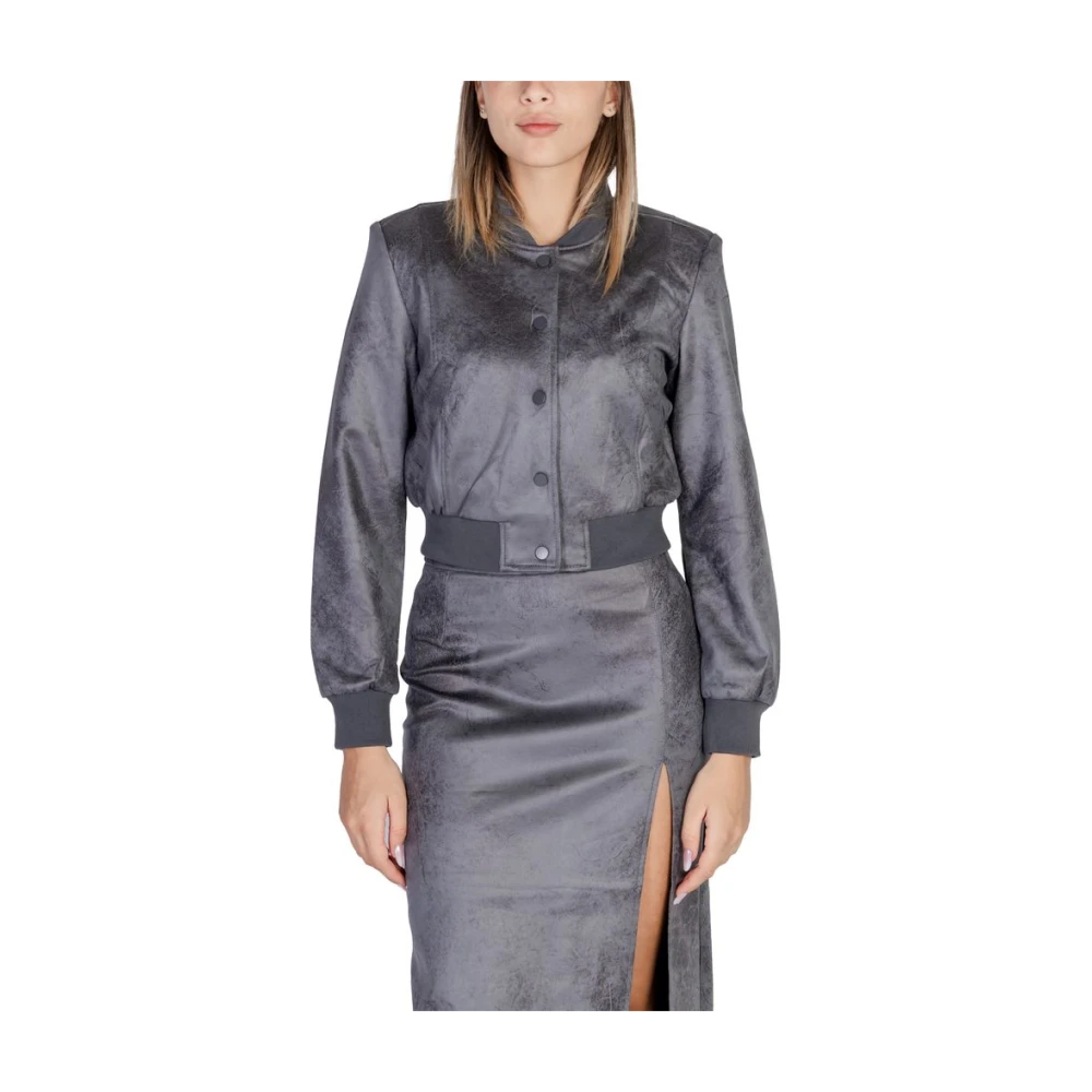 Only Grijze Kunstleren Jas & Mantel Gray Dames