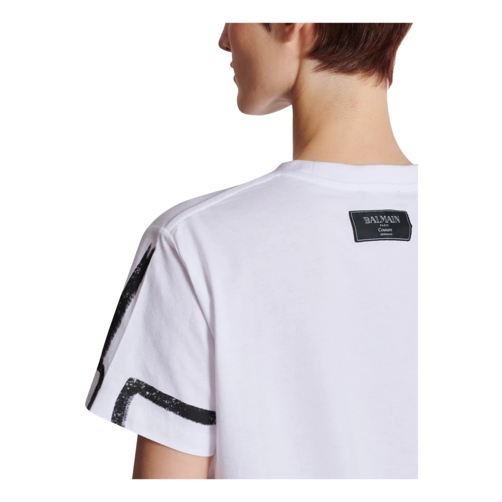 Balmain T-shirt met korte mouwen met 'Je t'aime' print White Dames