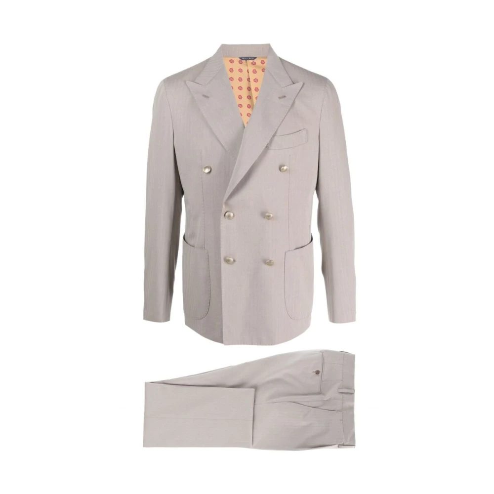 Gabo Napoli Dubbelrijig pak Beige Heren