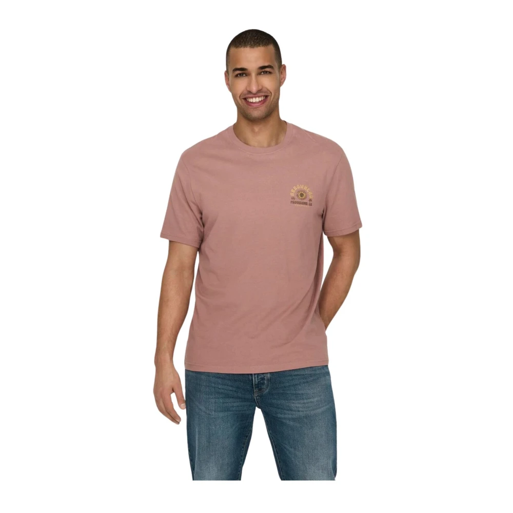 Only & Sons Casual Katoenen T-shirt voor Mannen Pink Heren