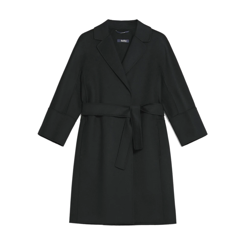 Max Mara Svart Ull Kimono Kappa Black, Dam