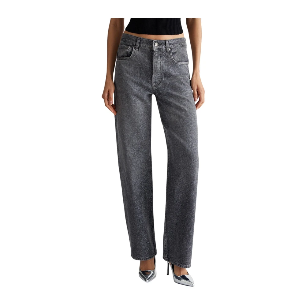 Liu Jo Glitter Zwart Zilver Denim Broek Gray Dames