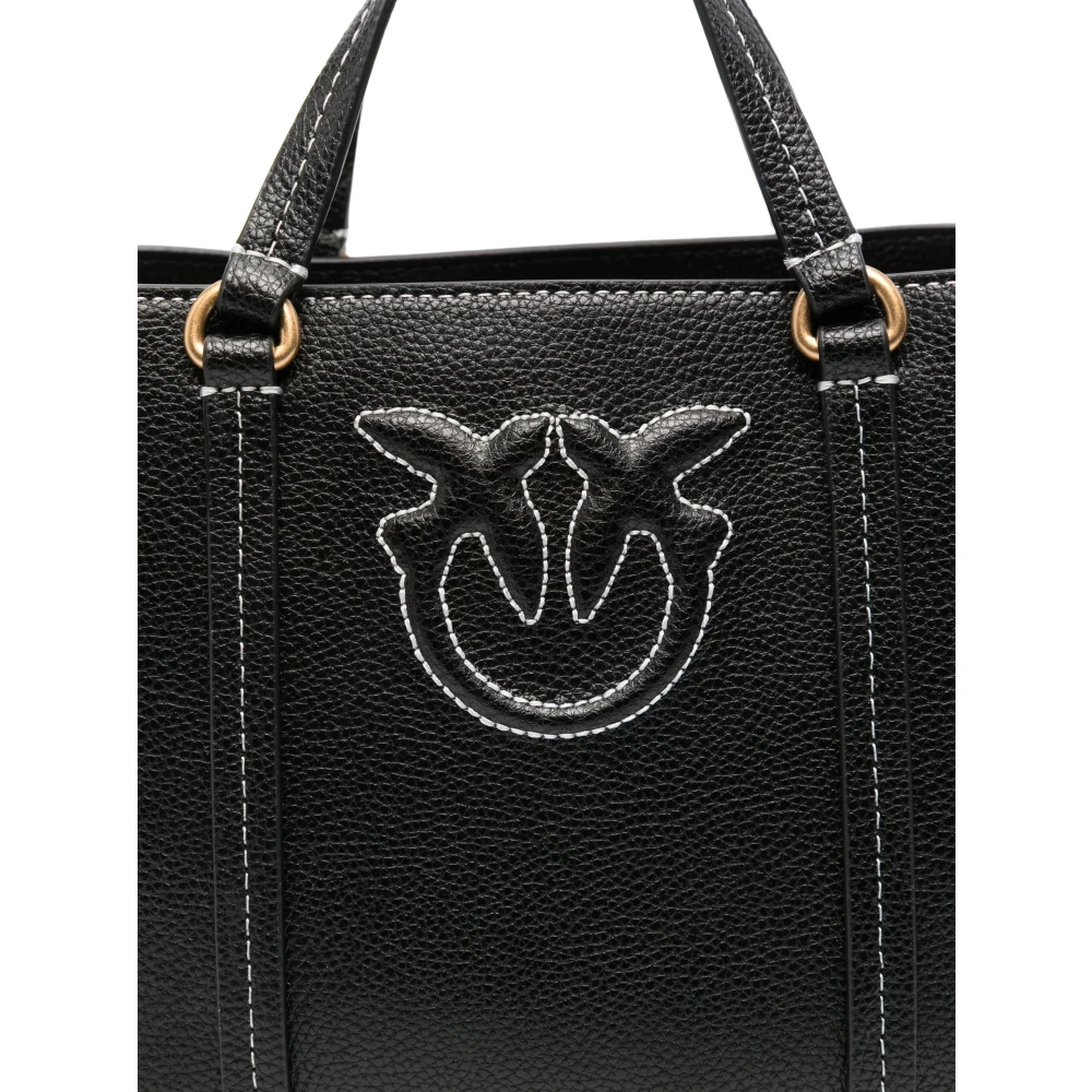 pinko Antiek Gouden Miranda Shopper Mini Tas Black Dames