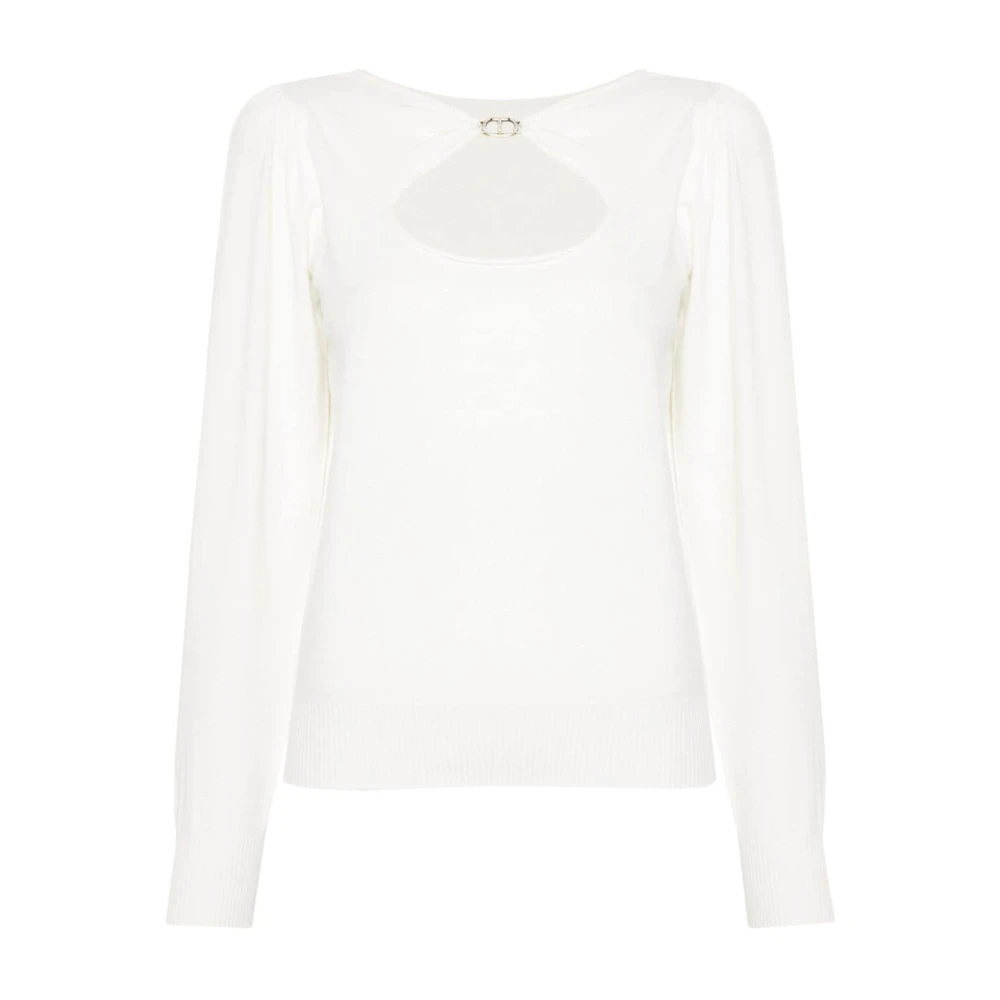 Twinset Vita Stickade Tröjor med Utskärning White, Dam