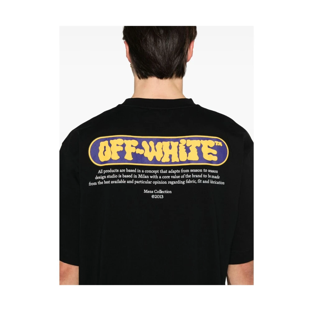 Off White Zwart Crew Neck Logo Print T-shirt Black Heren