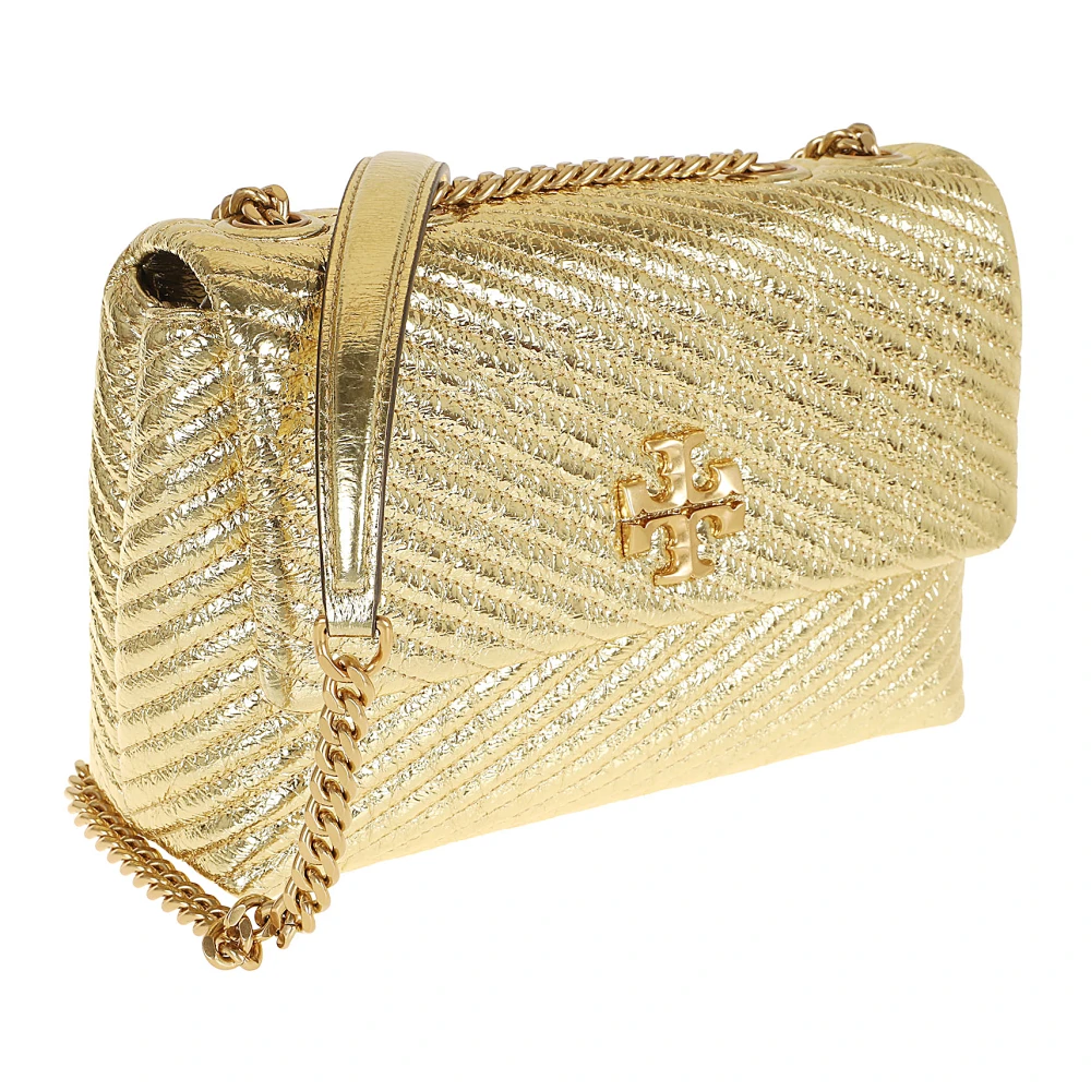 TORY BURCH Metallic Moto Quilt Schoudertas Yellow Dames