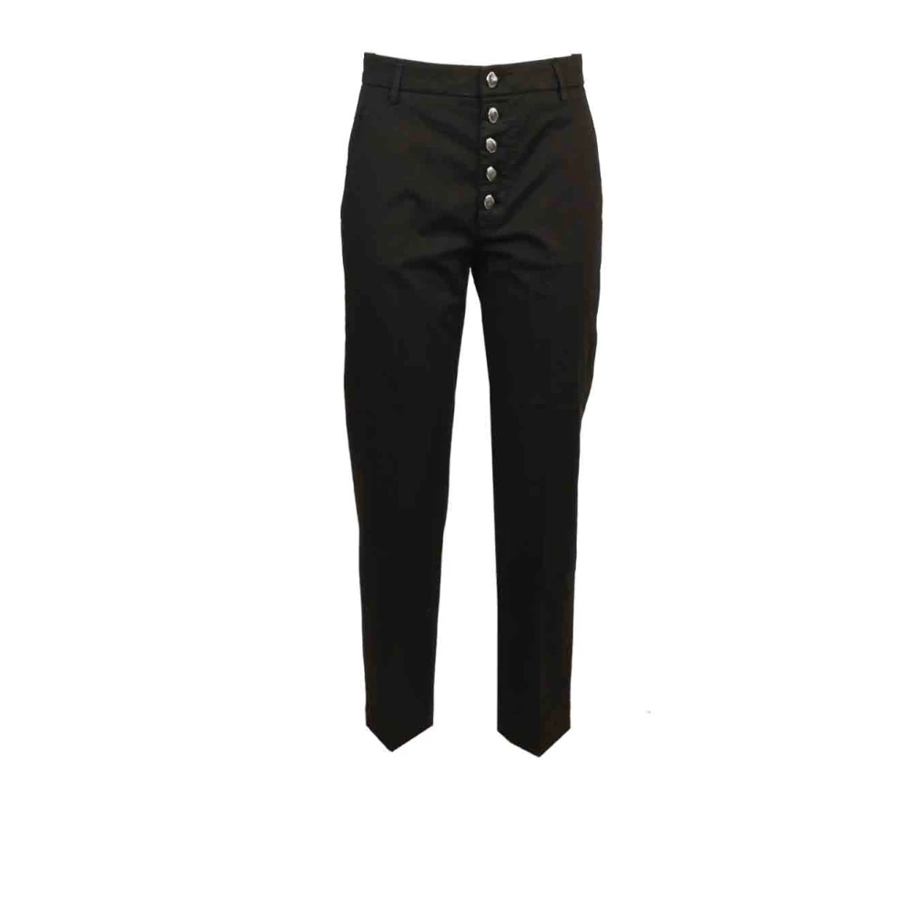 Dondup Katoenen broek met juweelknopen Black Dames
