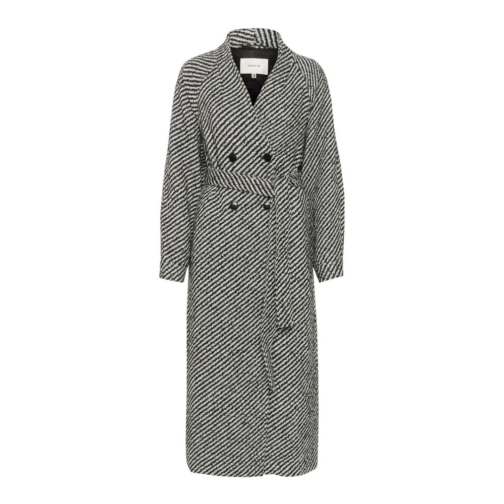 Gestuz Boucle Jas met Riem Gray Dames