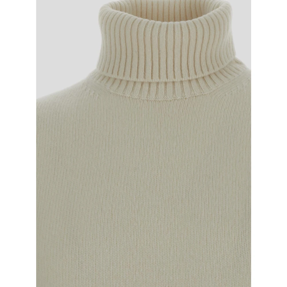 Seven Gauge Wollen Turtleneck Sweater White Heren