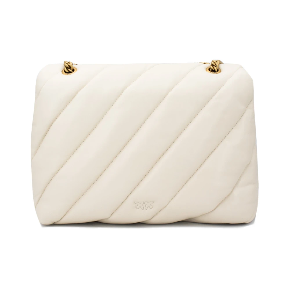 pinko Gewatteerde leren Love Bag met Birds gesp White Dames