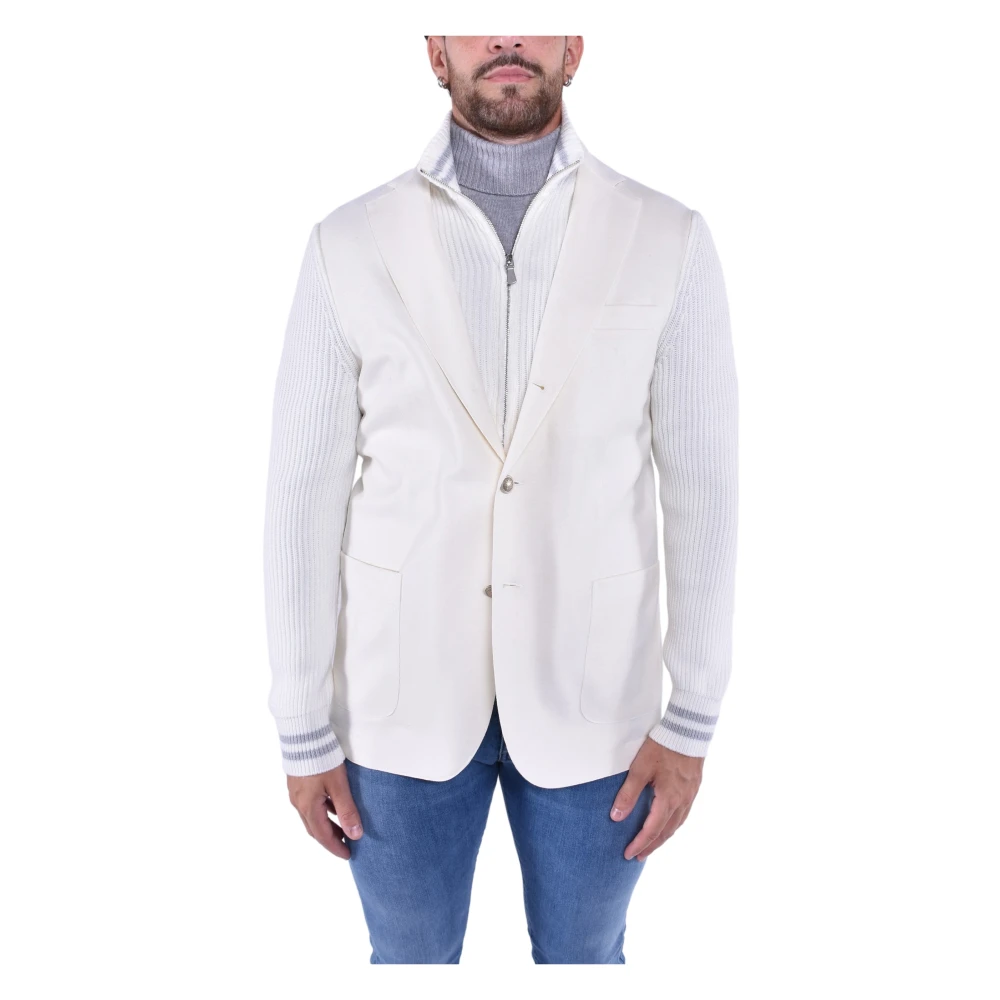 Eleventy Wollen Blend Gebreid Jas White Heren