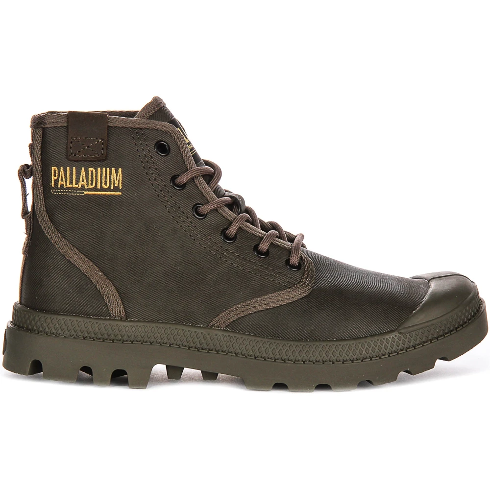Palladium Brown Lace-Up Boots, Male, 13 Uk, Coated Hi-Top Ankle Boots In