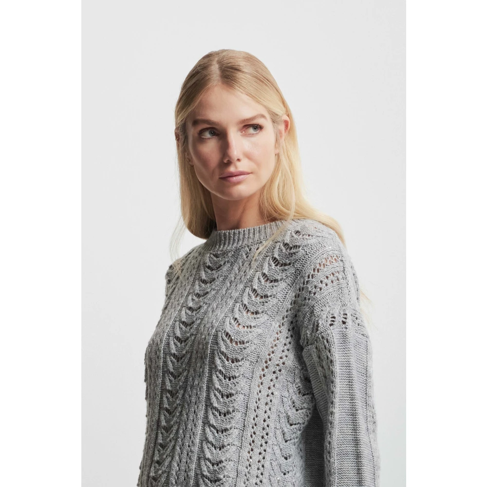 Kocca Gebreide Trui met Open Details Gray Dames