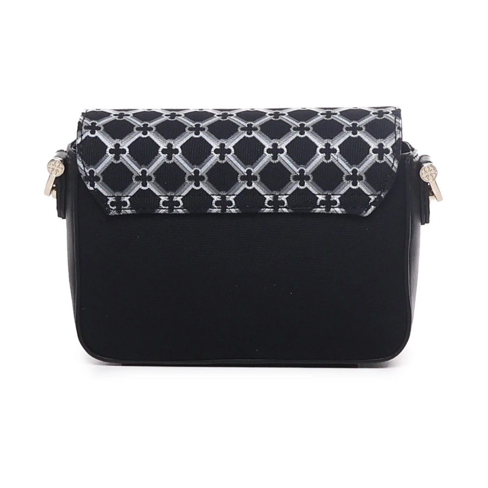 V73 Zwarte Schoudertas met Klep Sluiting Black Dames