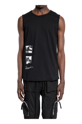 black-graphic-print-tank-top
