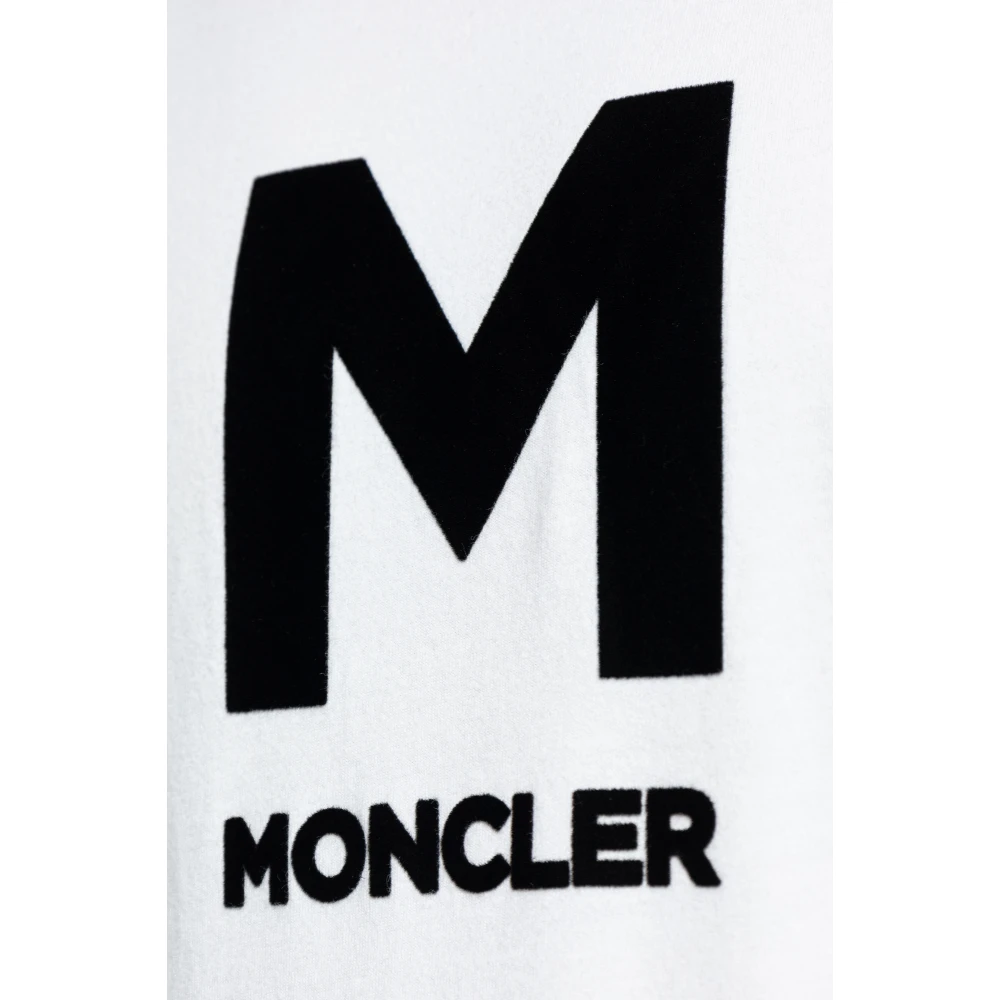 Moncler T-shirt met fluwelen logo White Heren
