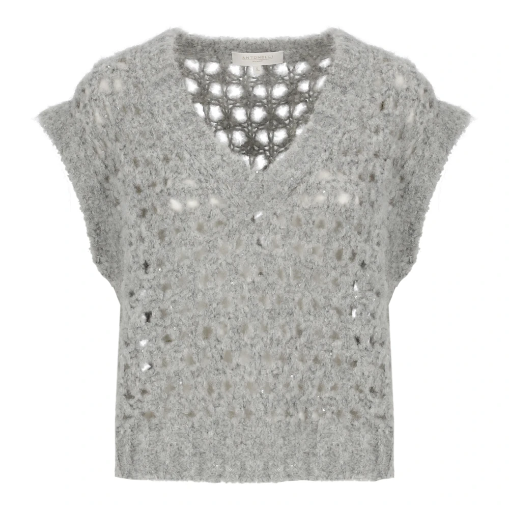Antonelli Firenze Paillet Mouwloze Grijze Trui Gray Dames