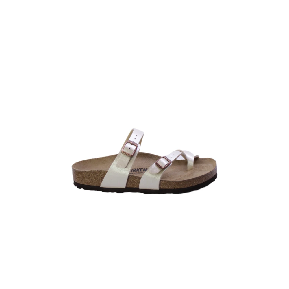 Birkenstock Ivory läder sandaler med dubbel rem White, Dam