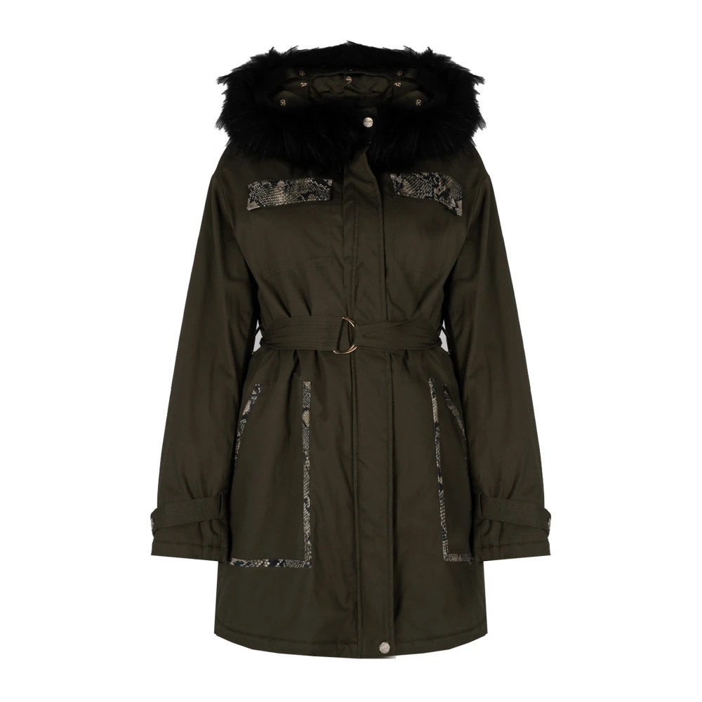 Liu Jo Elegante Bont Gevoerde Jas Green Dames
