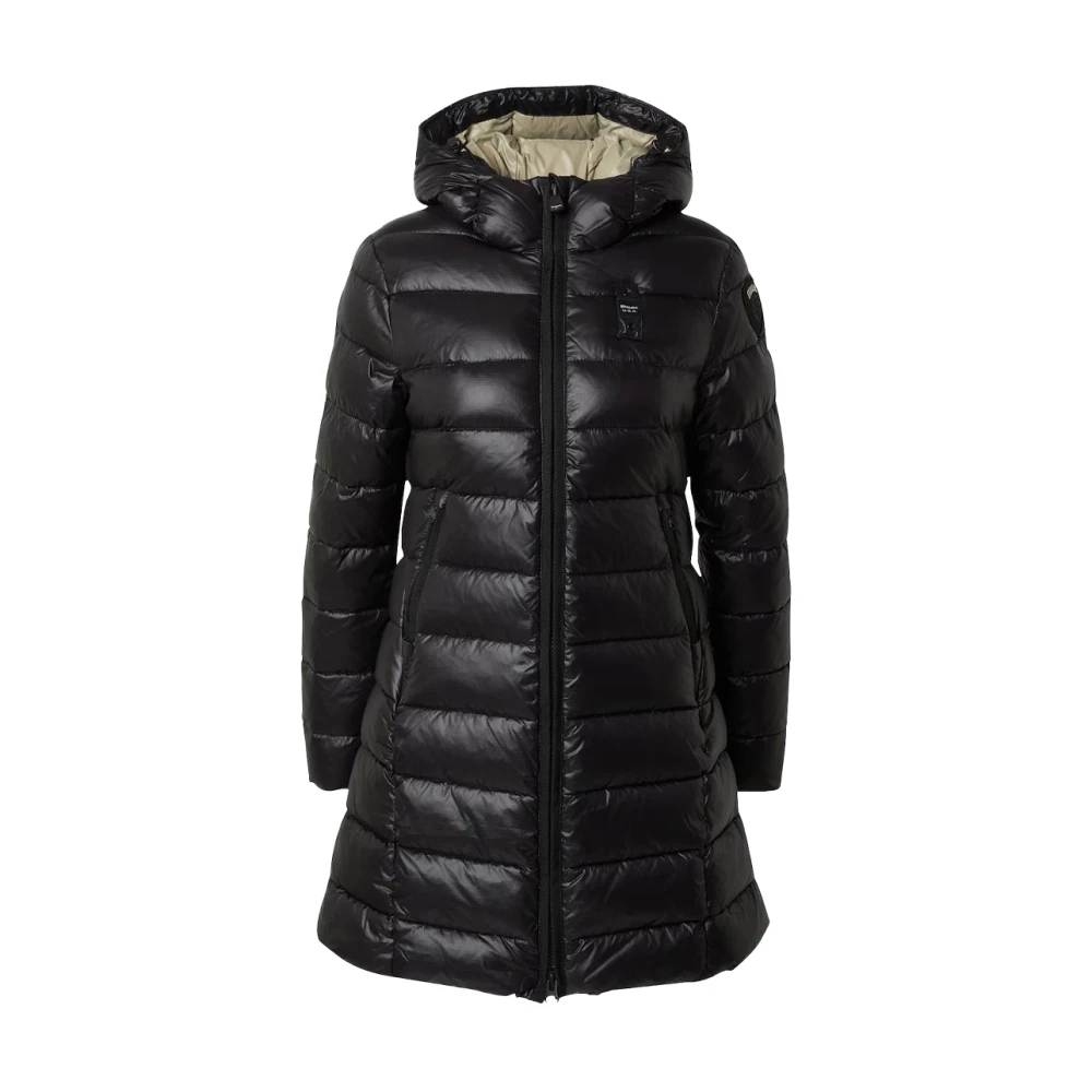 Blauer Women's Black Parkas, M, Long Winter Jacket Model Adelaide