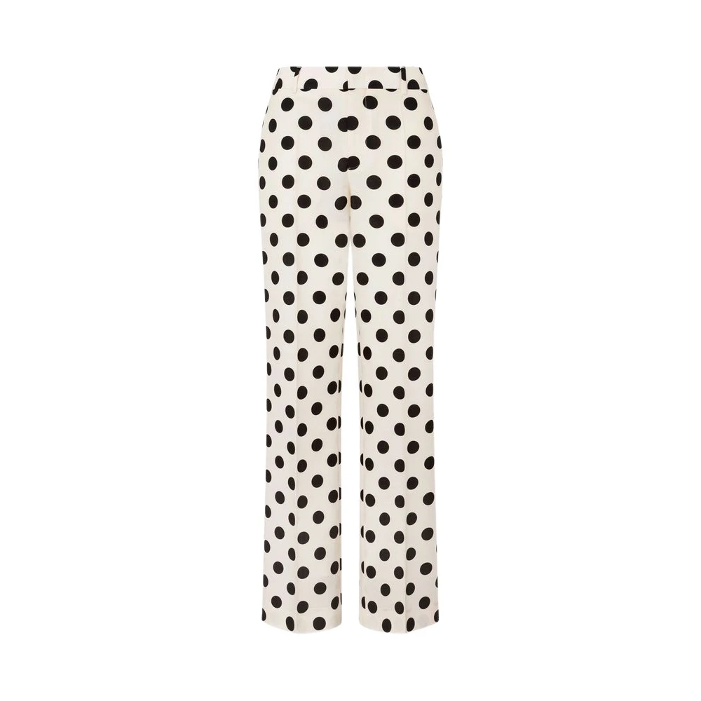 Moschino Women's White Polka Dots Printed Wool Pants
