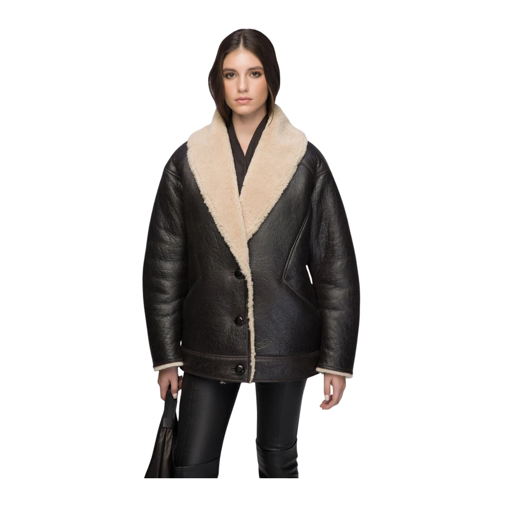 Vespucci by VSP Nila Bruin Beige Shearling Jas Brown Dames