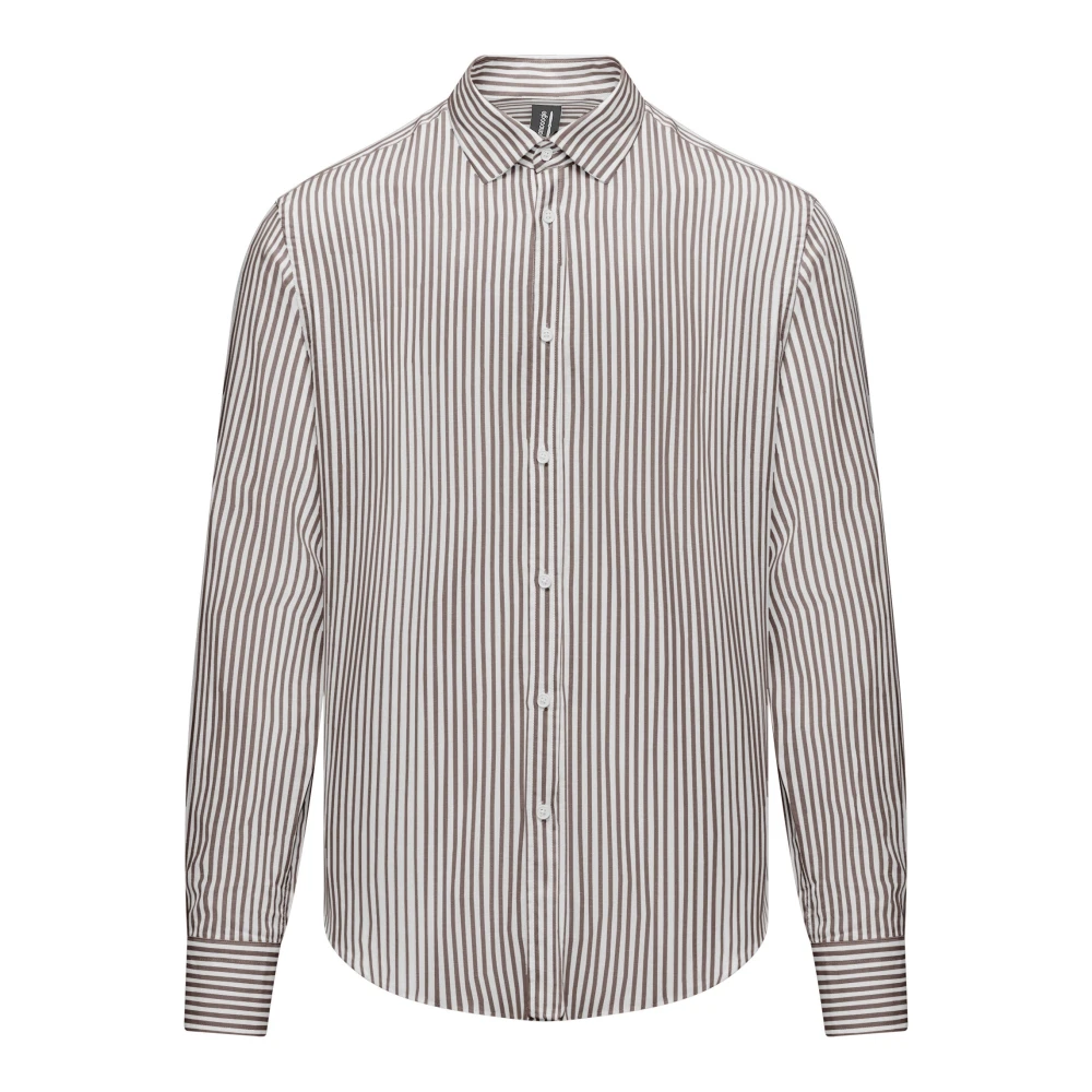 Bomboogie Uomo Marrone - Camicia A Righe In Lino/Cotone - Shirts - L