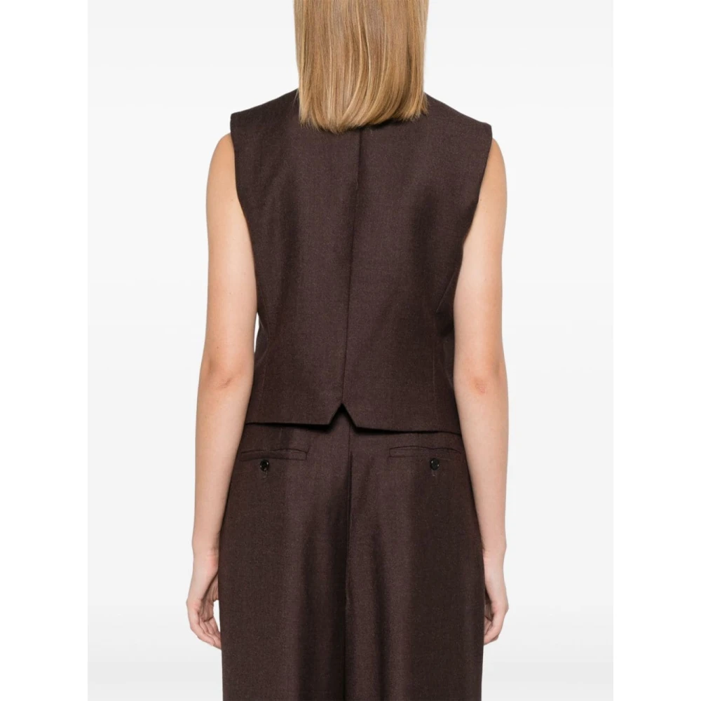 Theory Grijze Sweater Vest met V-hals Brown Dames