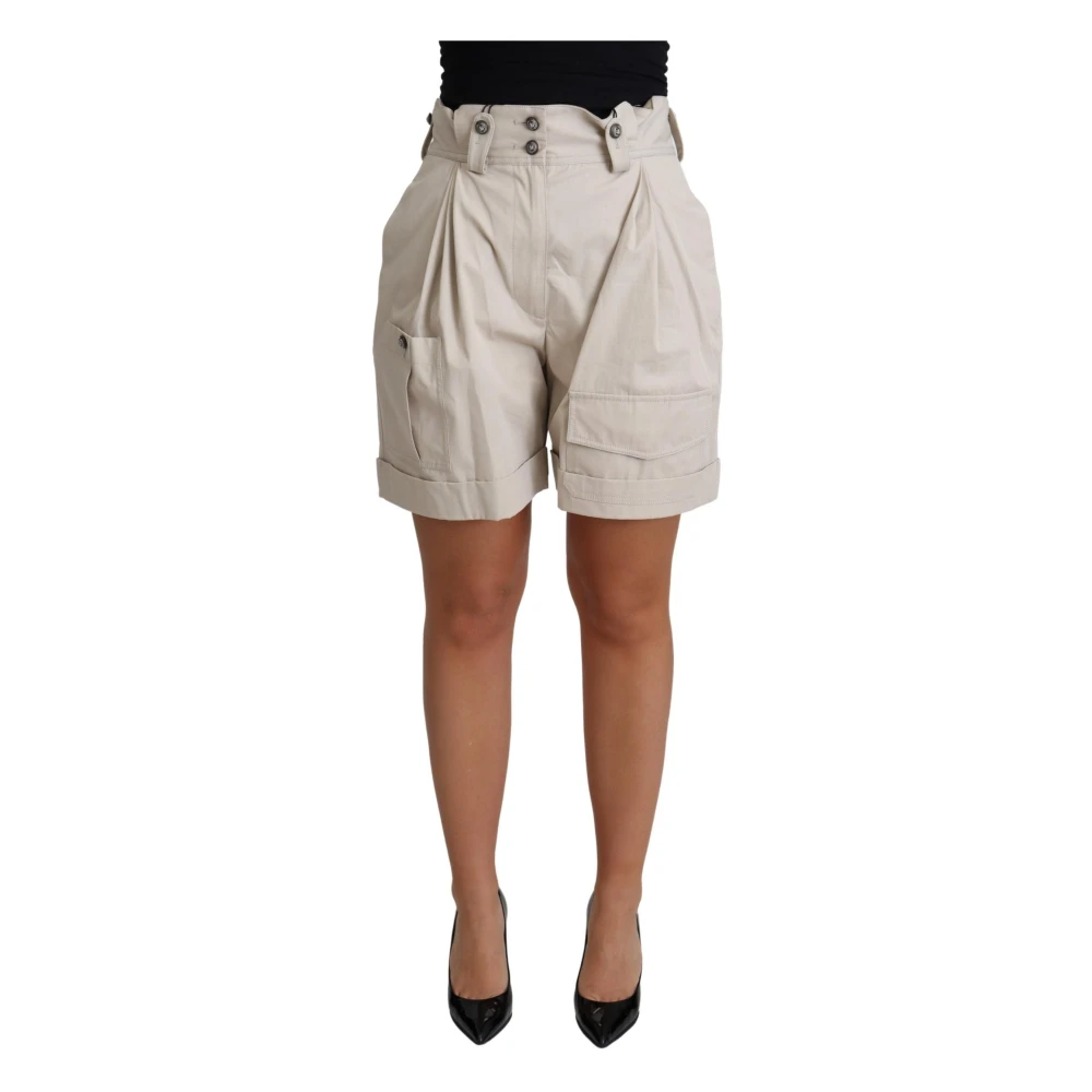 Dolce & Gabbana Women's Beige Chic High Waist Pleated Shorts