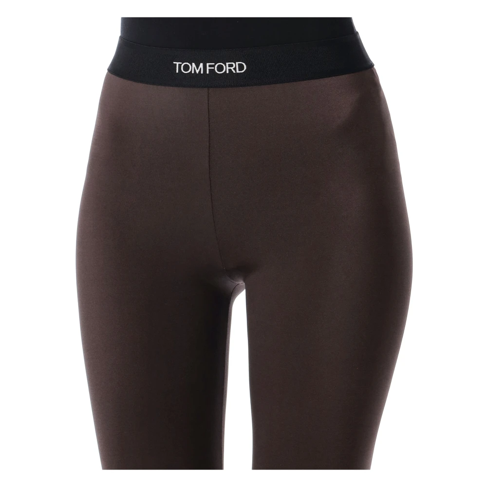 Tom Ford Bruine Glanzende Jersey Signature Leggings Brown Dames