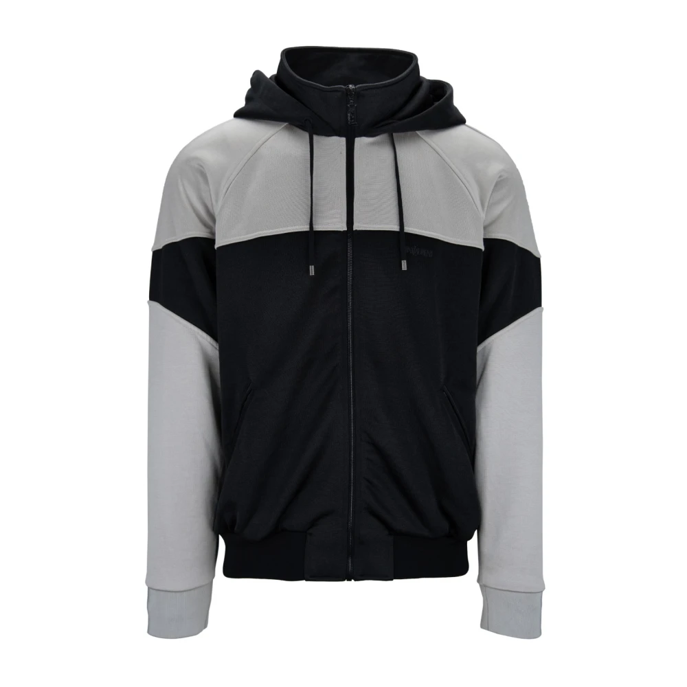 Saint Laurent Heren Zip Hoodie met Hoge Kraag Black Heren