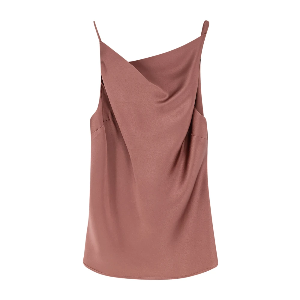 Alysi Women's Pink Asymmetrical Sleeveless Top - Sleeveless Tops - L - Tops
