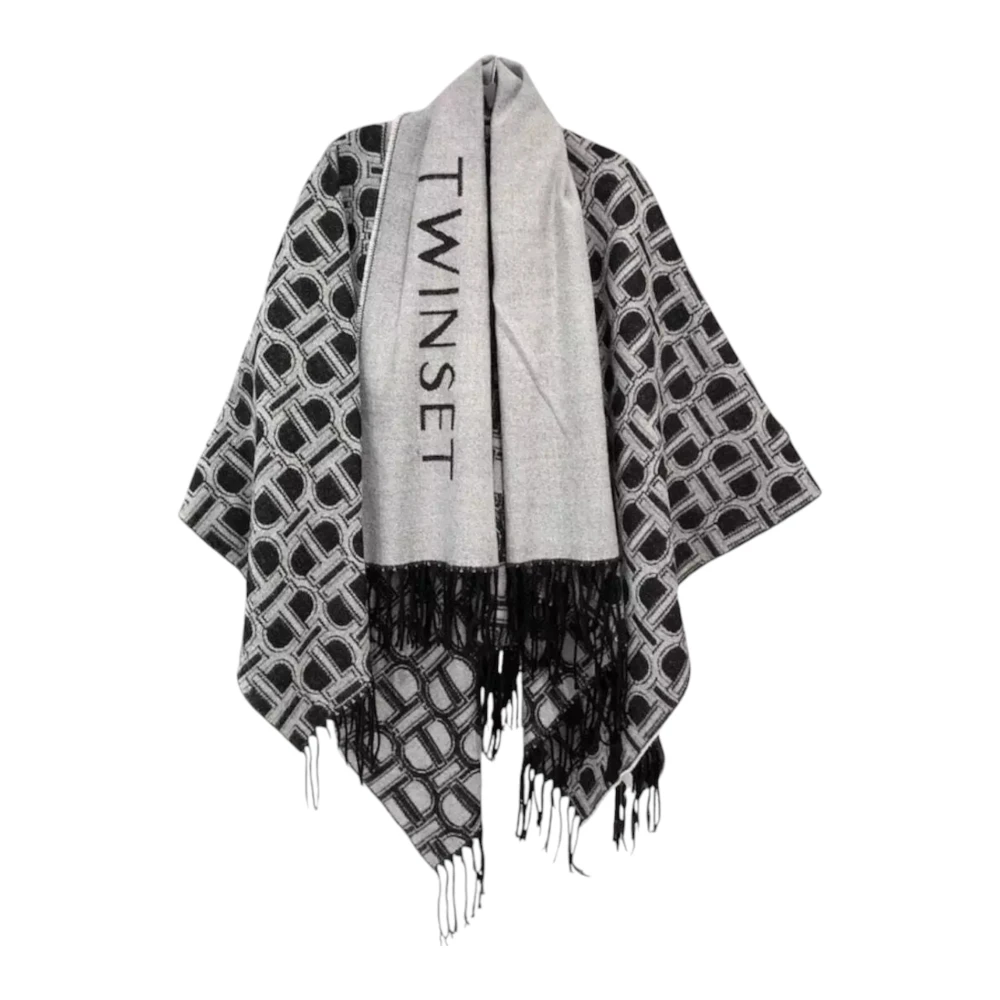Twinset Stijlvolle Poncho voor Modieuze Looks Black Dames