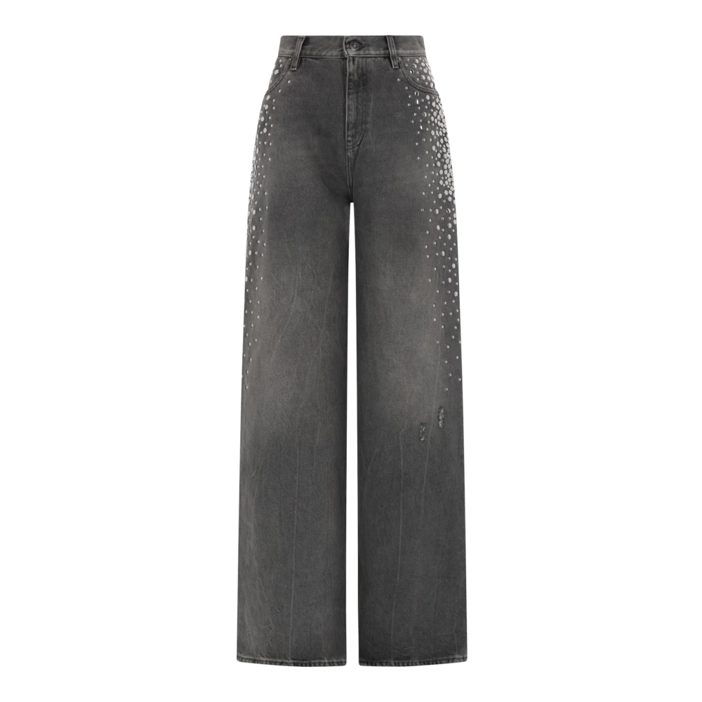 Golden Goose Women's Gray Wide Jeans, W27, Melody Boyfriend Pant