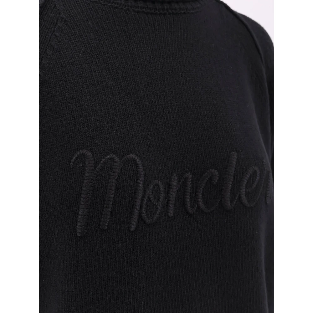 Moncler Wol Kasjmier Geborduurde Trui Black Dames