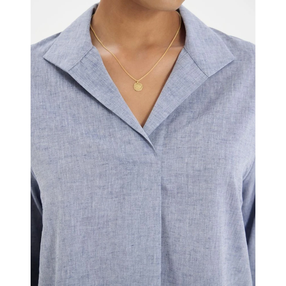 Ines De La Fressange Paris Noa top in denimblauwe linnenmix Blue Dames