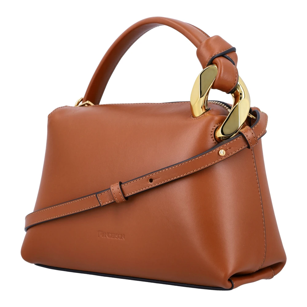 JW Anderson Tan Leren Ketting Schoudertas Brown Dames