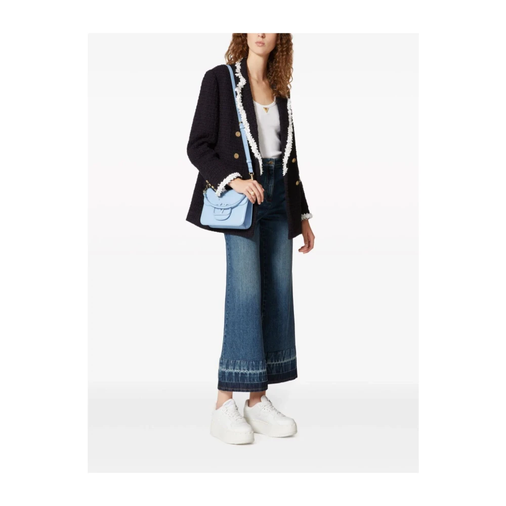 Valentino Garavani Blauwe Denim Jeans met Gouden V-Detail Blue Dames