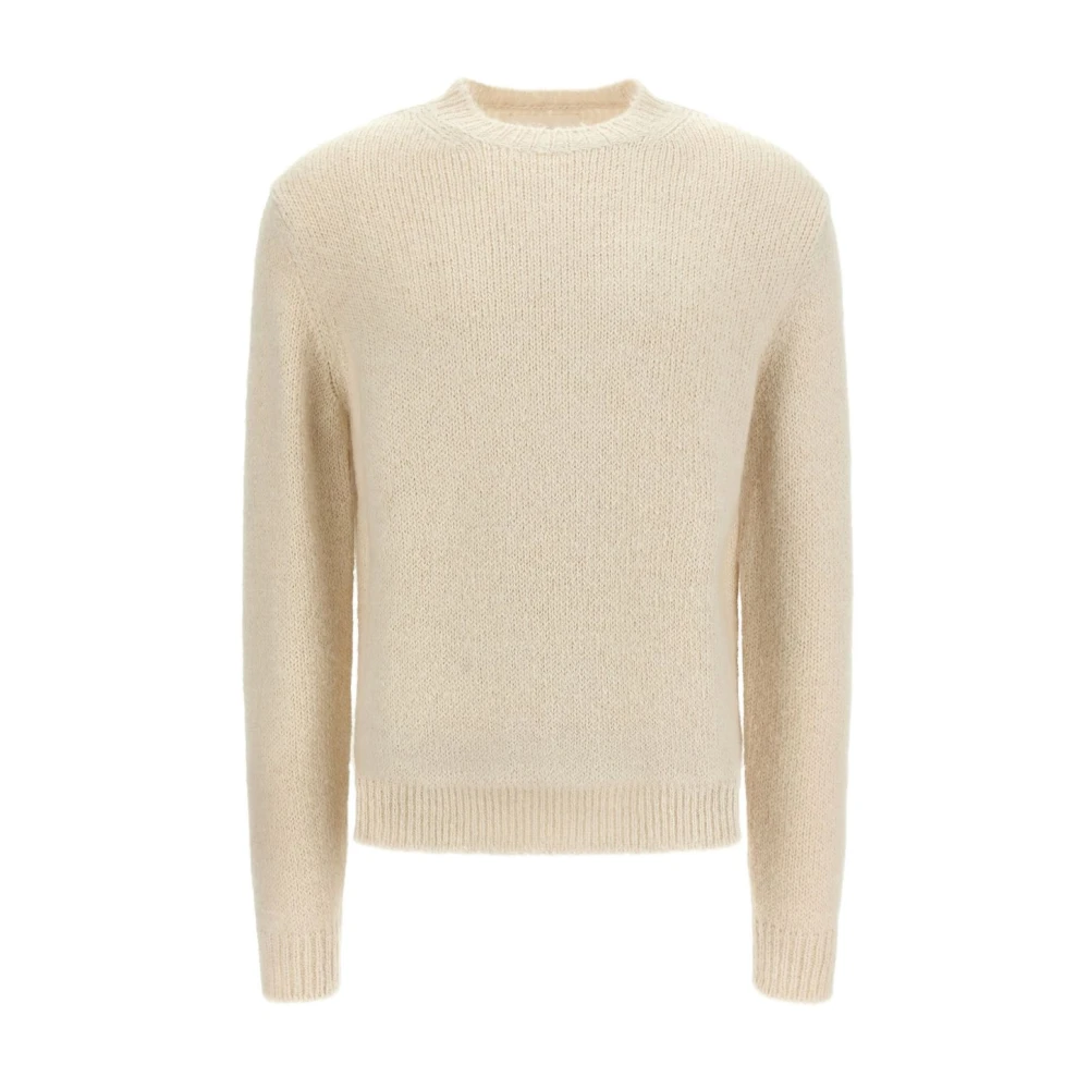 Jil Sander Herr Beige Stickade Tröjor L, Bianco Sweater