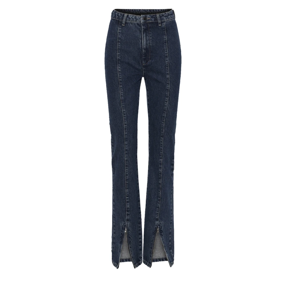 Rotate Birger Christensen Disco Flared High-Waisted Ankel-Zip Jeans Blue, Dam