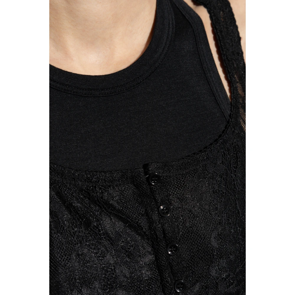 The Attico Kanten bodysuit Black Dames