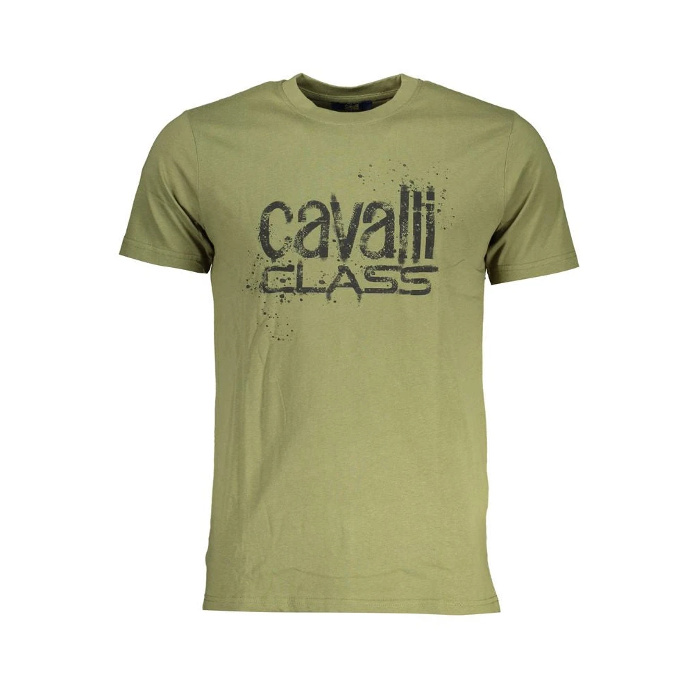 Cavalli Class Print Logo Korte Mouw Tee Green Heren