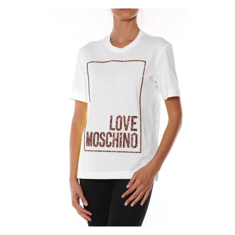 Love Moschino Bomull Tops T-Shirt - Trendig och Bekväm White, Dam