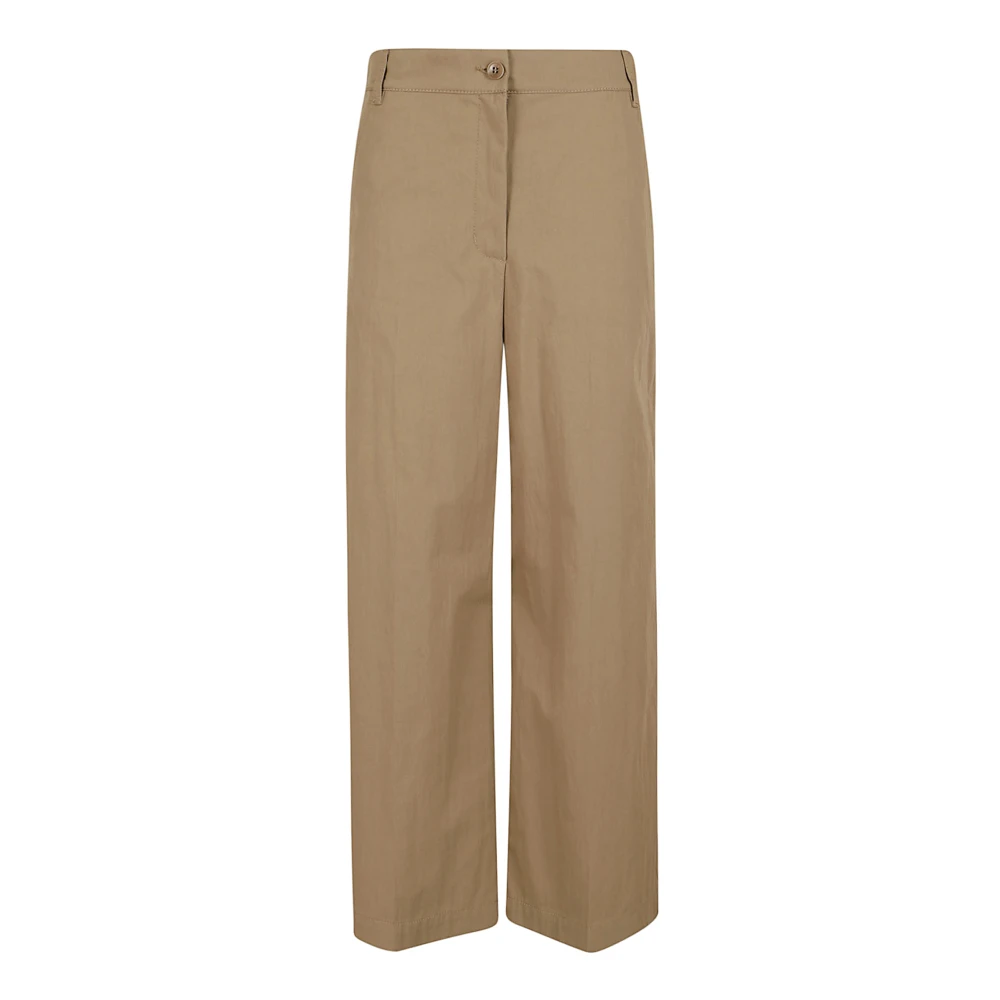 Weekend Max Mara Vrouw Bruin Broeken Dames, 2XS, Katoen, Wide Broeken