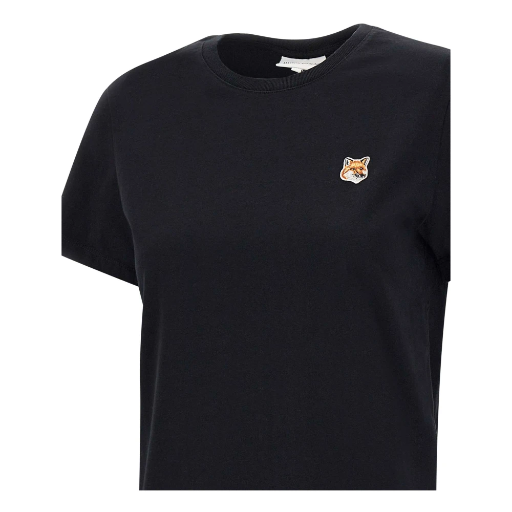 Maison Kitsuné Zwarte Fox Logo T-shirt Black Dames